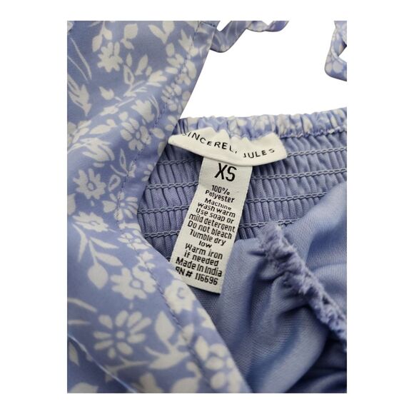 Sincerely Jules Blue Floral Smocked Tiered Maxi Dress XS Cottagecore Boho Puffy - Picture 11 of 13